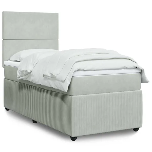 Sommier à lattes de lit et matelas Gris clair 100x200cm Velours