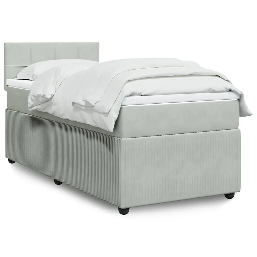 Sommier à lattes de lit et matelas Gris clair 100x200cm Velours