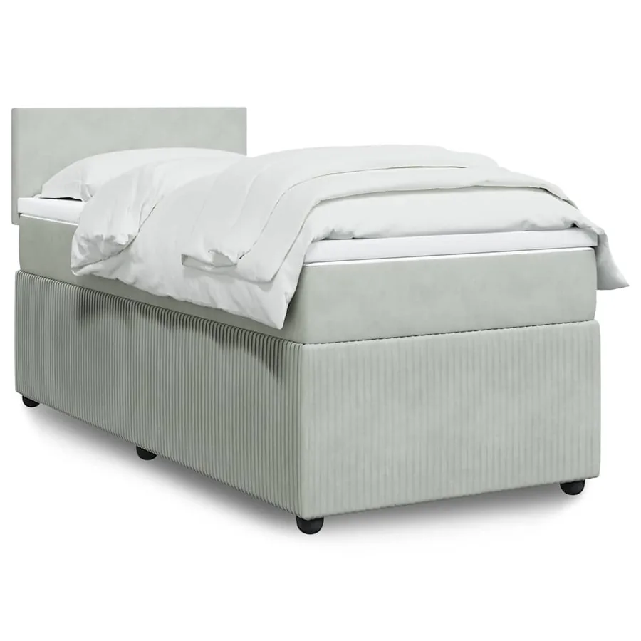 Sommier à lattes de lit et matelas Gris clair 100x200cm Velours