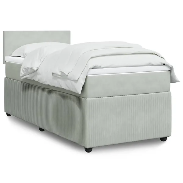 Sommier à lattes de lit et matelas Gris clair 100x200cm Velours