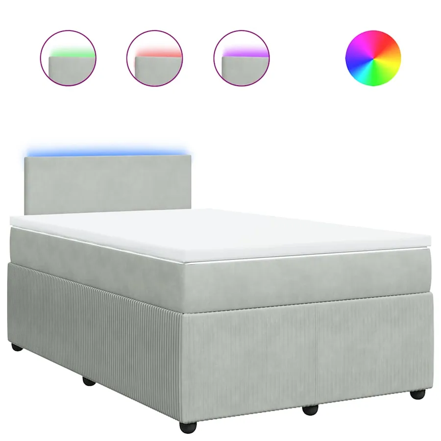 Sommier à lattes de lit et matelas gris clair 120x190cm velours - 2