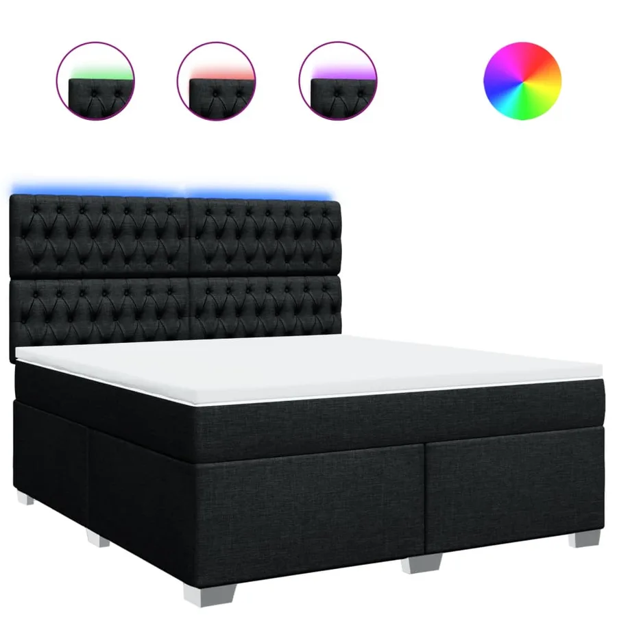 Sommier à lattes de lit avec matelas Noir 180x200 cm Tissu - 2