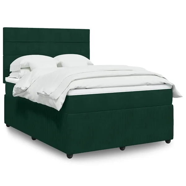 Sommier à lattes de lit et matelas Vert foncé 140x200cm Velours