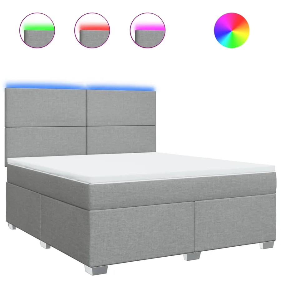 Sommier à lattes de lit avec matelas Gris clair 180x200cm Tissu - 2