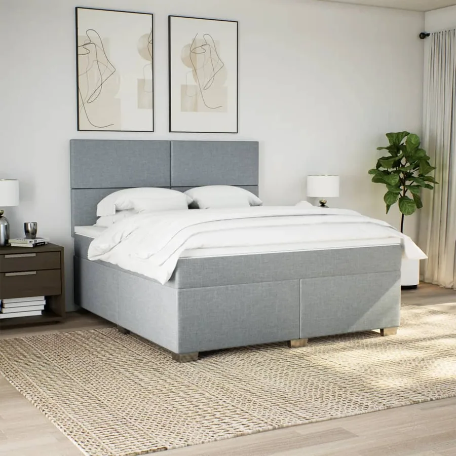 Sommier à lattes de lit avec matelas Gris clair 180x200cm Tissu - 4