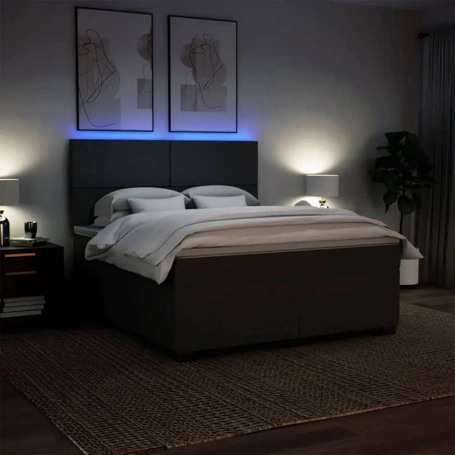 Sommier à lattes de lit avec matelas Gris clair 180x200cm Tissu - 5