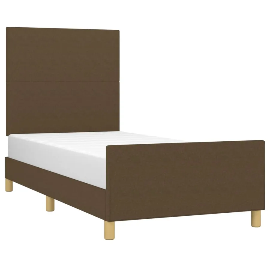 Cadre de lit sans matelas marron foncé 90x190 cm tissu - 3