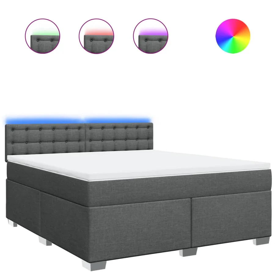 Sommier à lattes de lit avec matelas Gris foncé 180x200cm Tissu - 2