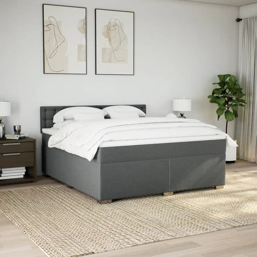 Sommier à lattes de lit avec matelas Gris foncé 180x200cm Tissu - 4