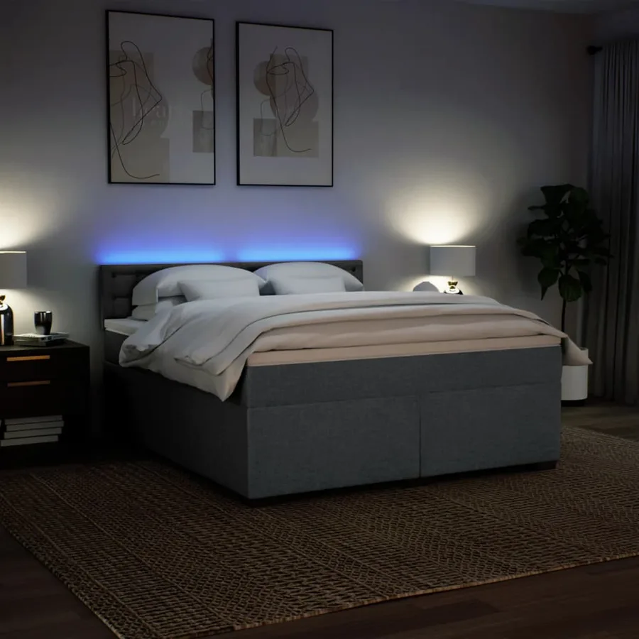 Sommier à lattes de lit avec matelas Gris foncé 180x200cm Tissu - 5