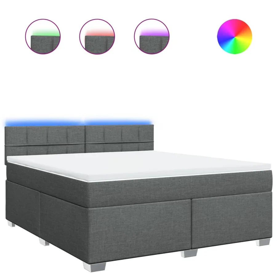 Sommier à lattes de lit avec matelas Gris foncé 180x200cm Tissu - 2