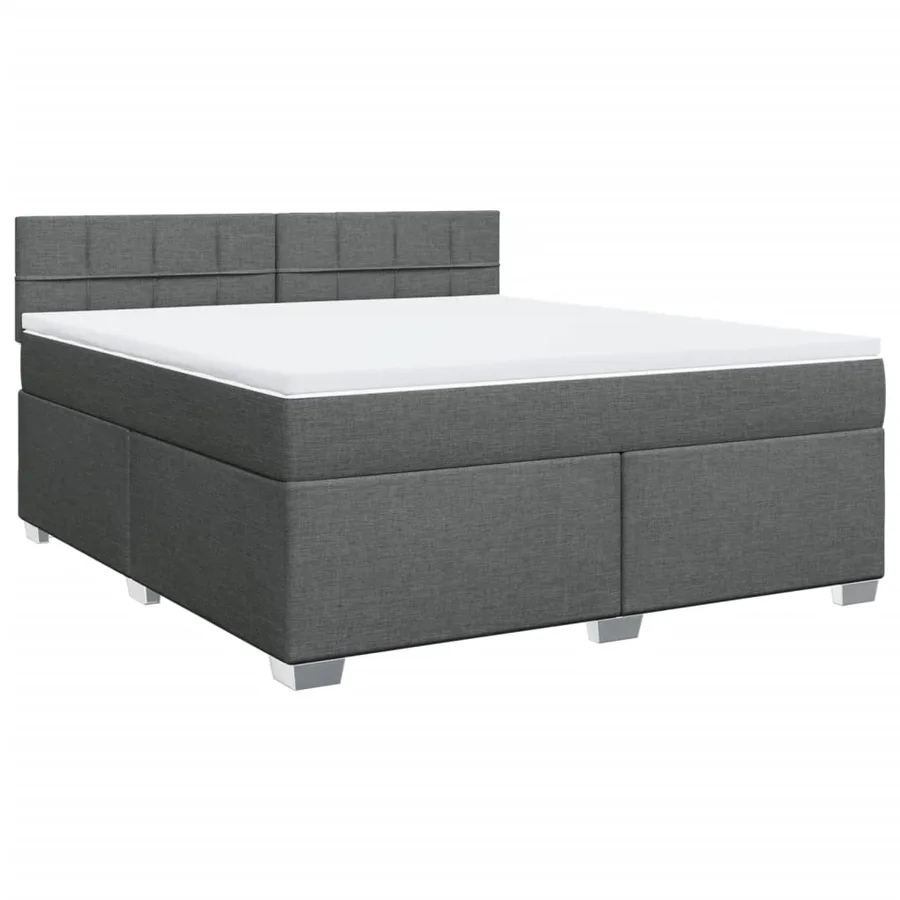 Sommier à lattes de lit avec matelas Gris foncé 180x200cm Tissu - 3