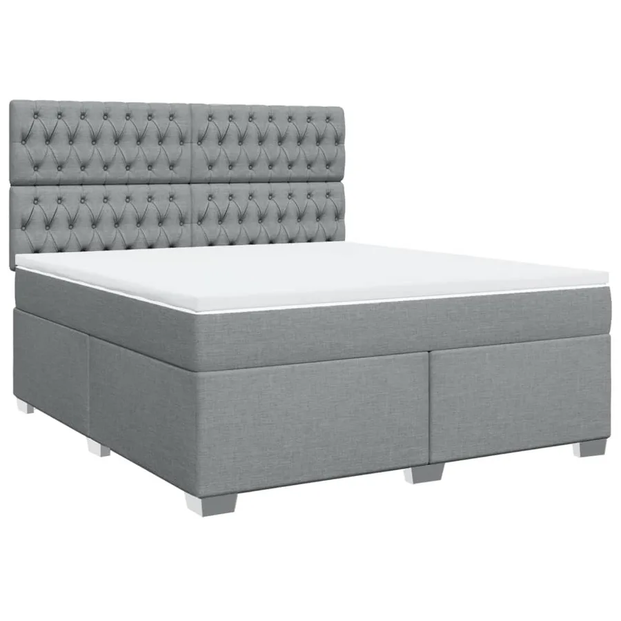 Sommier à lattes de lit avec matelas Gris clair 180x200cm Tissu - 2