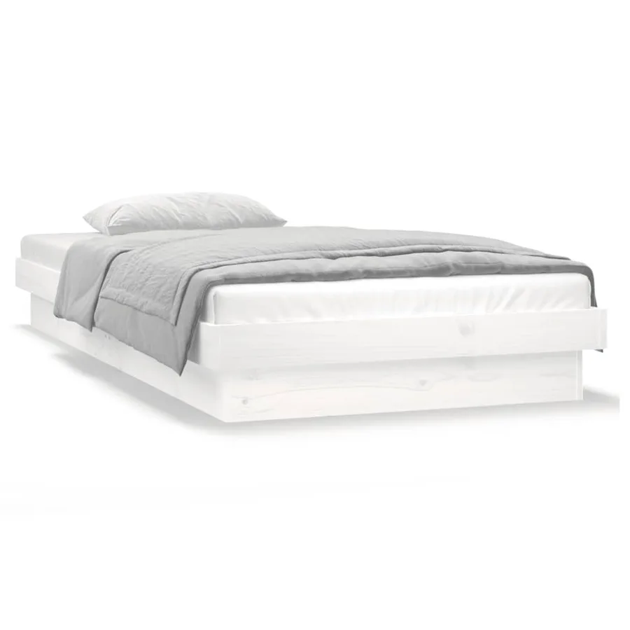 Cadre de lit à LED sans matelas blanc bois massif - 4