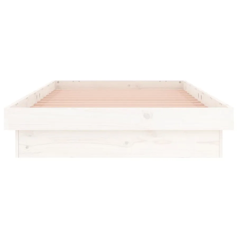 Cadre de lit à LED sans matelas blanc bois massif - 7