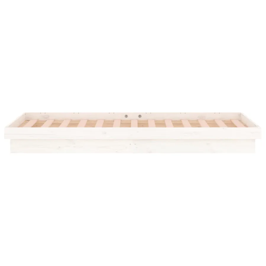 Cadre de lit à LED sans matelas blanc bois massif - 8