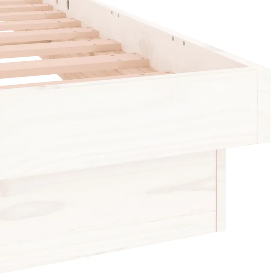 Cadre de lit à LED sans matelas blanc bois massif - 9