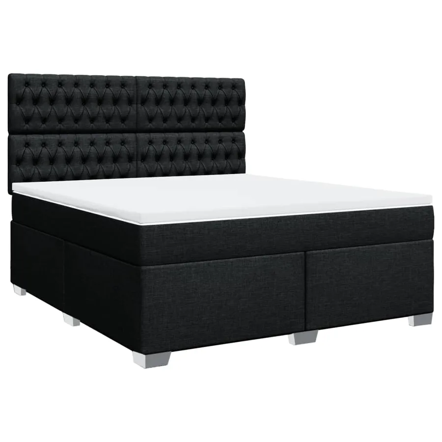 Sommier à lattes de lit avec matelas Noir 180x200 cm Tissu - 2