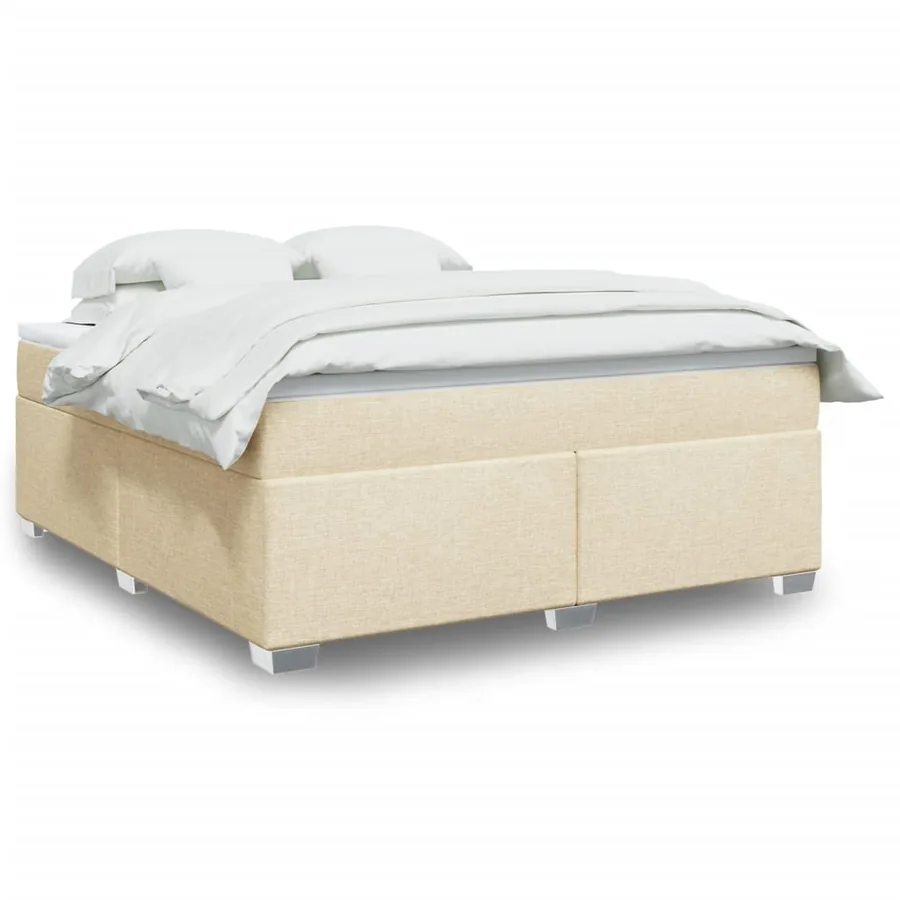 Sommier à lattes de lit avec matelas Crème 180x200 cm Tissu