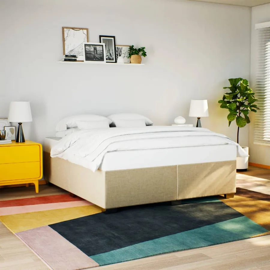 Sommier à lattes de lit avec matelas Crème 180x200 cm Tissu - 3