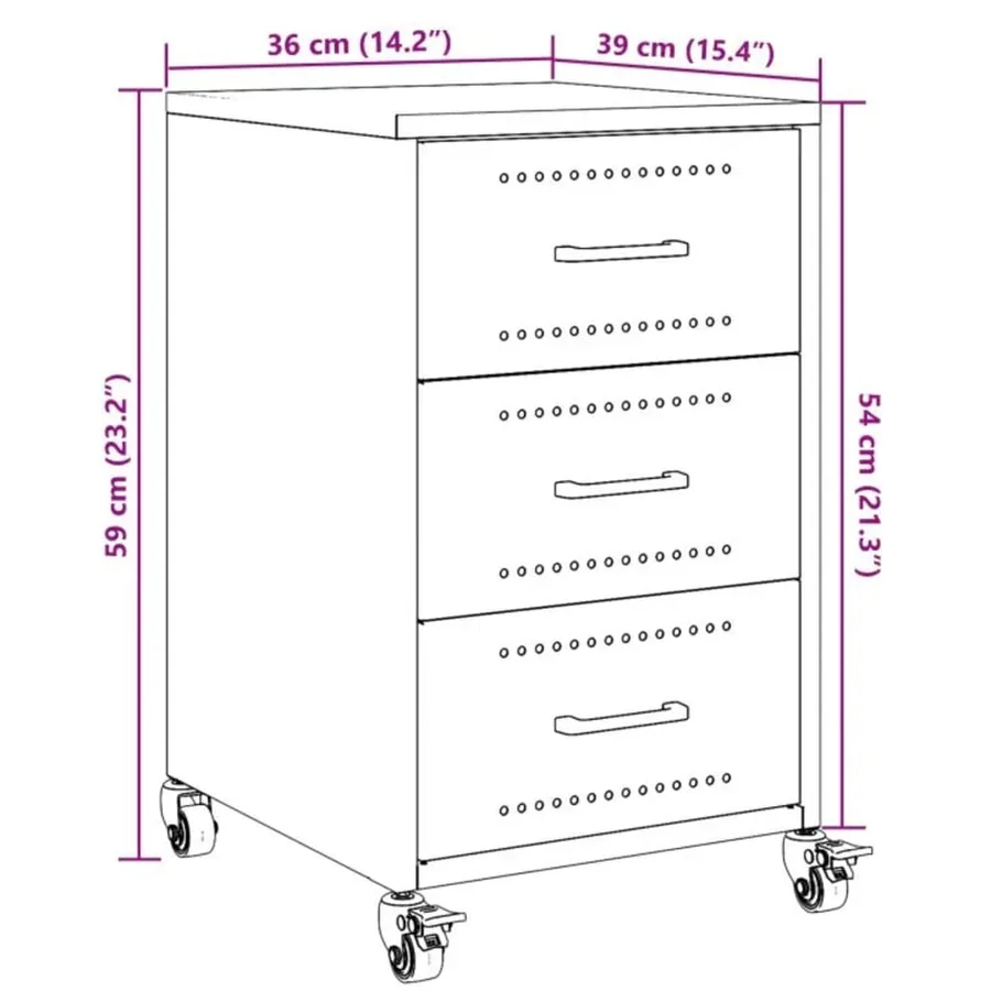 Table de chevet blanc 36x39x59 cm acier - 13