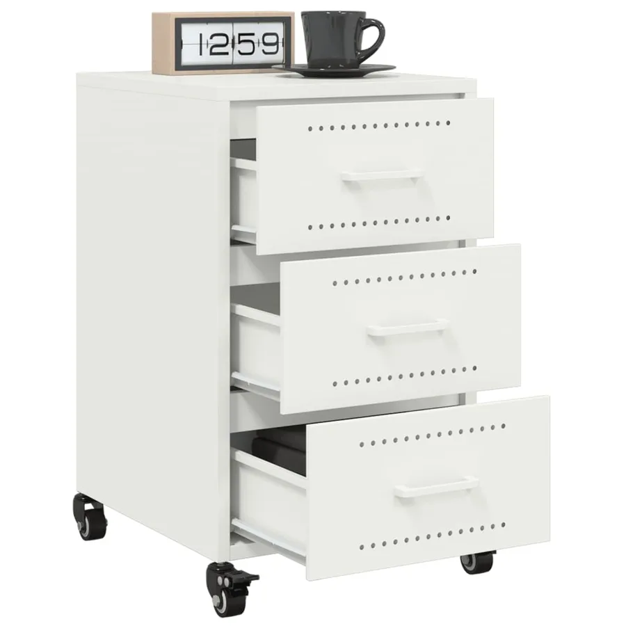 Table de chevet blanc 36x39x59 cm acier - 5