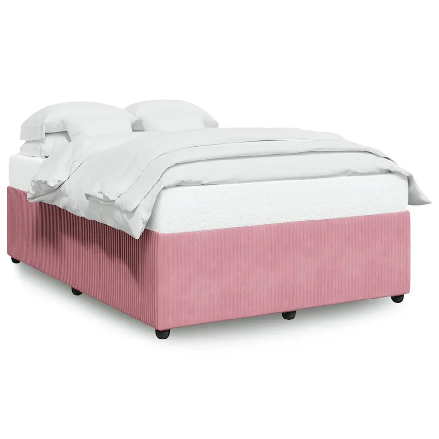 Cadre de lit sans matelas rose 140x190 cm velours - 2