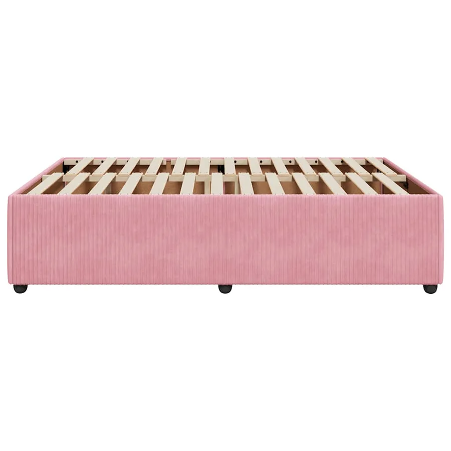 Cadre de lit sans matelas rose 140x190 cm velours - 5