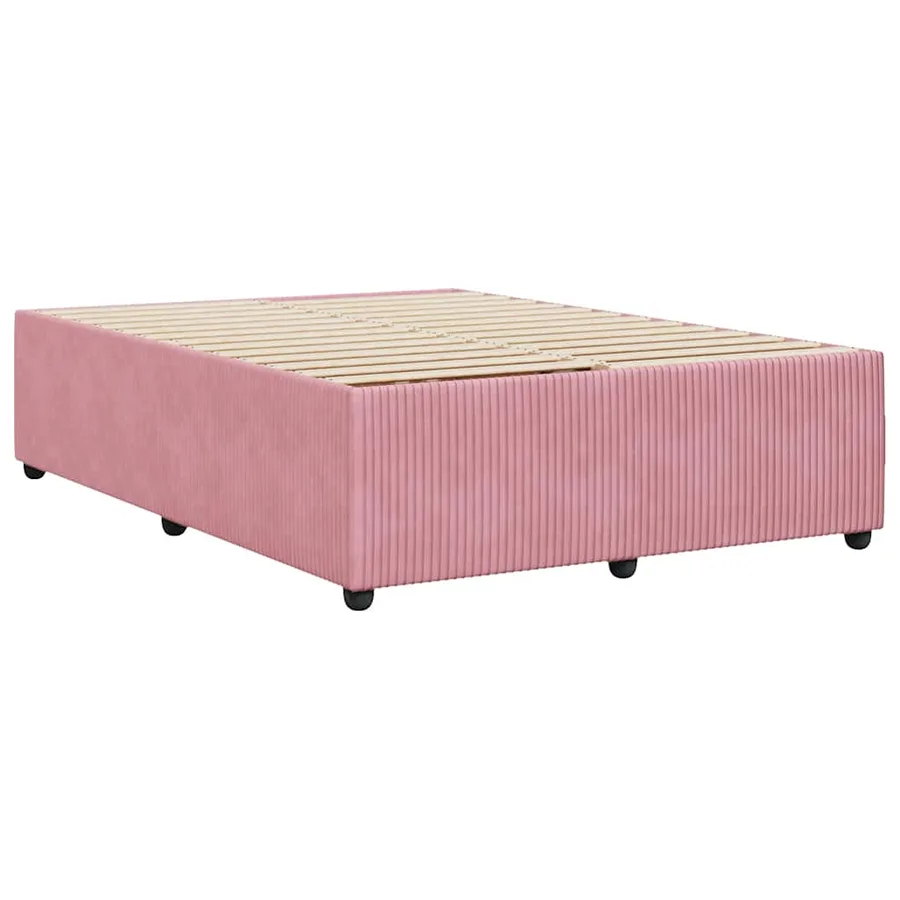 Cadre de lit sans matelas rose 140x190 cm velours - 6