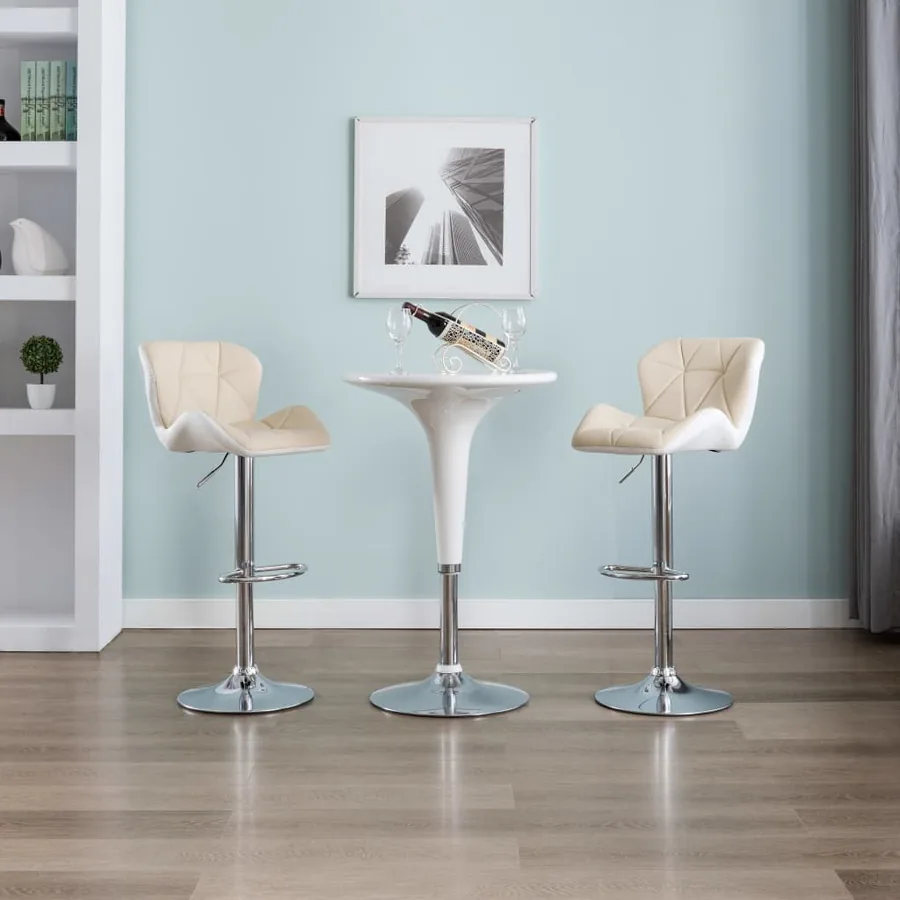 Tabourets de bar lot de 2 crème similicuir