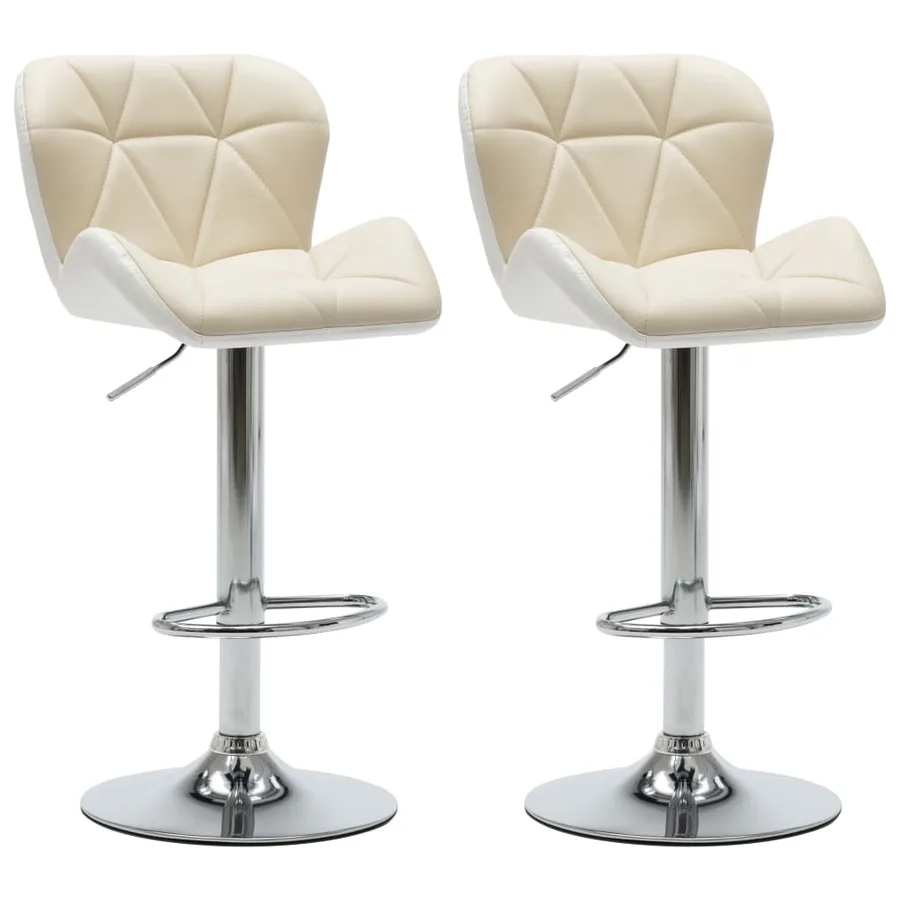 Tabourets de bar lot de 2 crème similicuir - 2