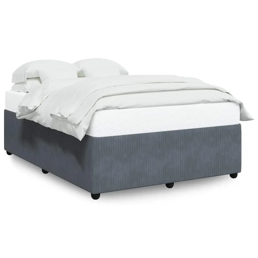 Cadre de lit sans matelas gris foncé 140x190 cm velours - 2