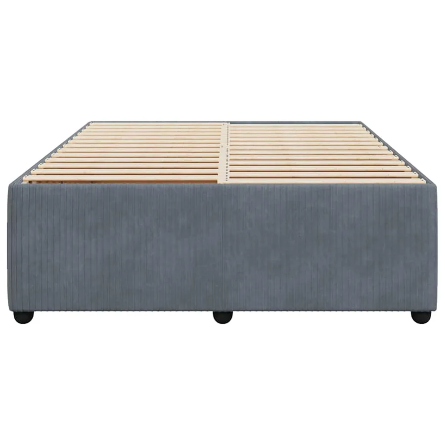 Cadre de lit sans matelas gris foncé 140x190 cm velours - 4