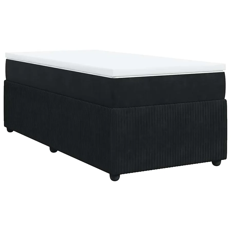 Sommier à lattes de lit avec matelas Noir 90x190 cm Velours - 2