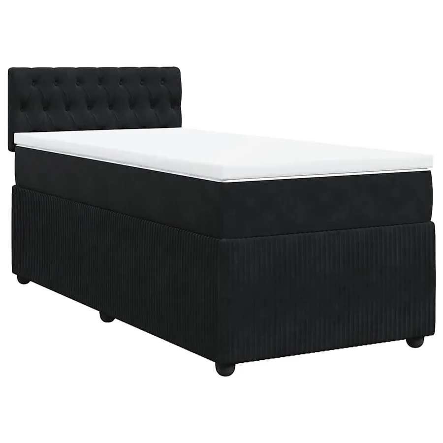 Sommier à lattes de lit avec matelas Noir 90x190 cm Velours - 2