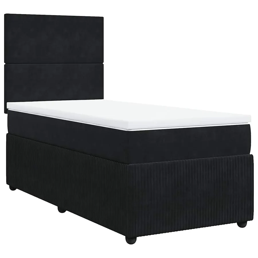 Sommier à lattes de lit avec matelas Noir 90x190 cm Velours - 3
