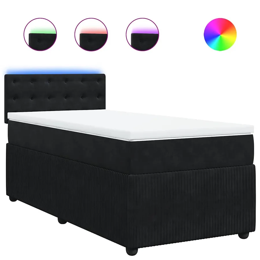Sommier à lattes de lit avec matelas Noir 90x190 cm Velours - 2