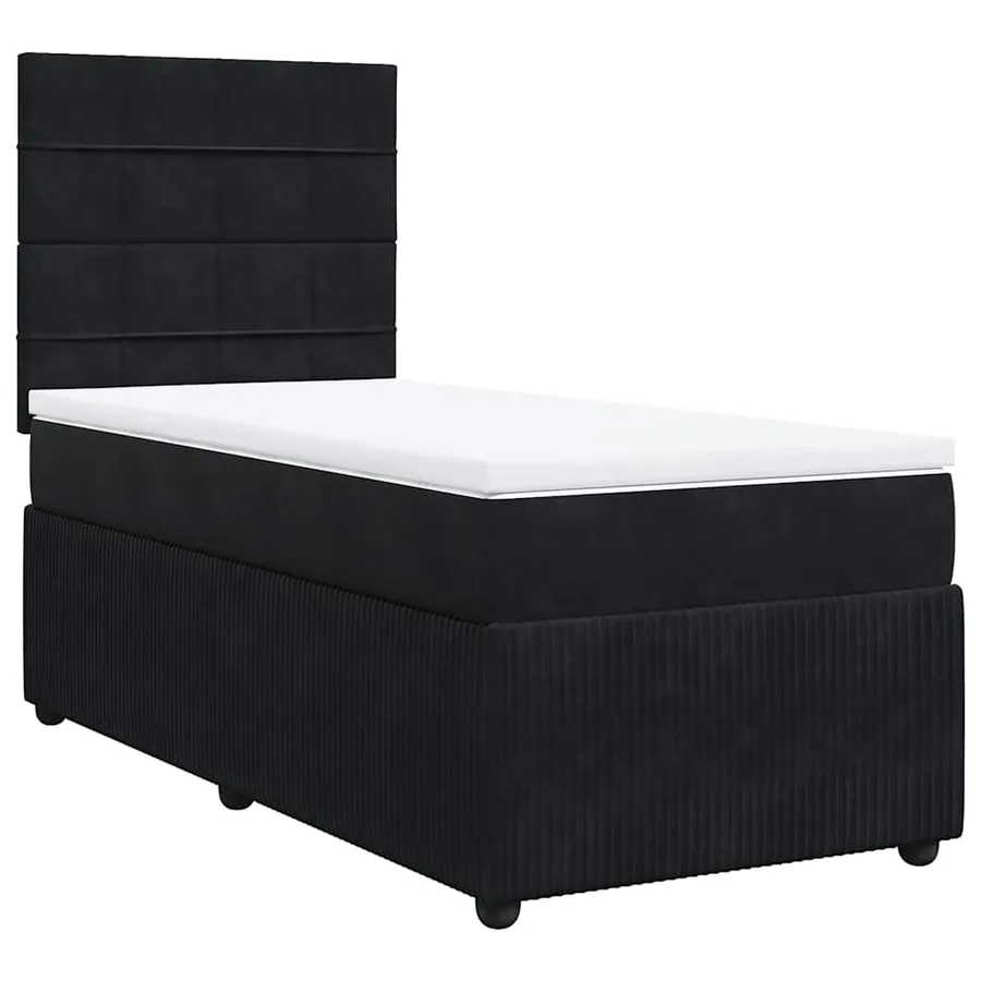 Sommier à lattes de lit avec matelas Noir 90x190 cm Velours - 2