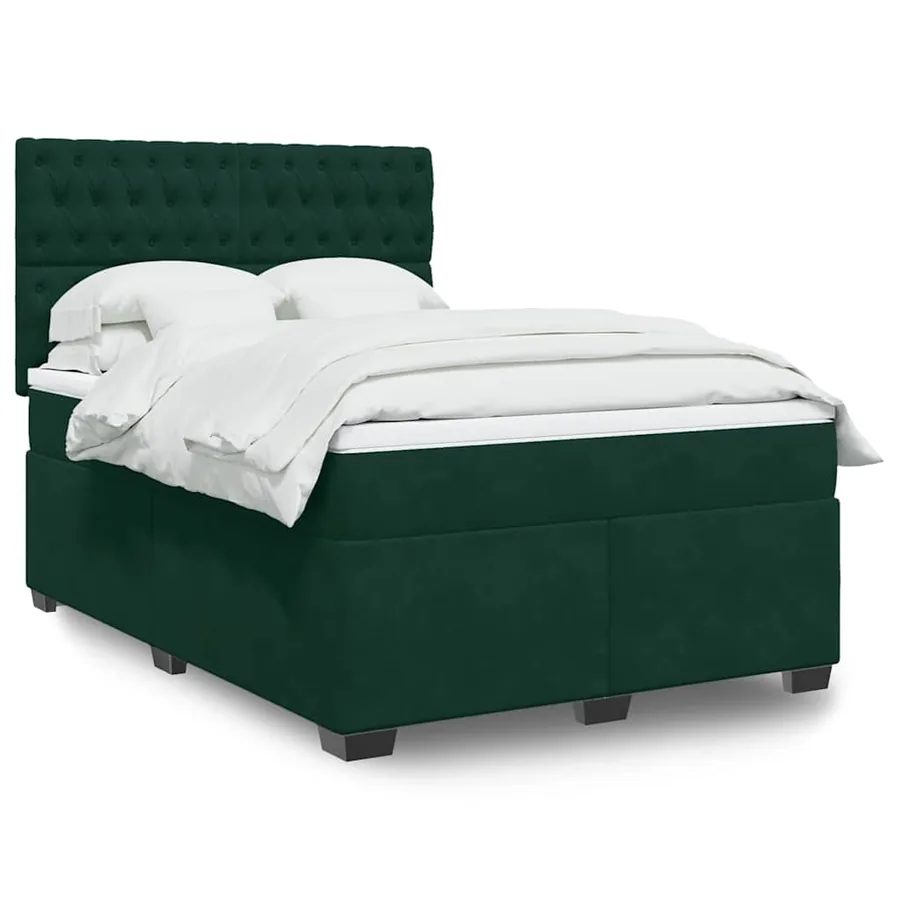 Sommier à lattes de lit et matelas Vert foncé 140x190cm Velours