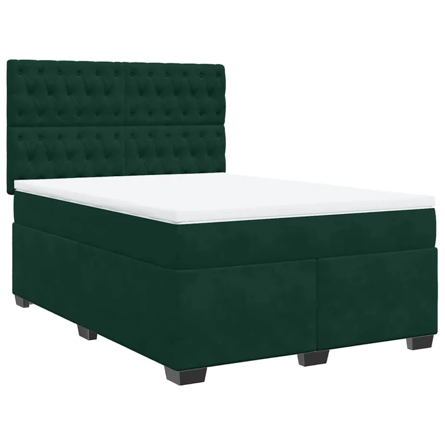 Sommier à lattes de lit et matelas Vert foncé 140x190cm Velours - 2
