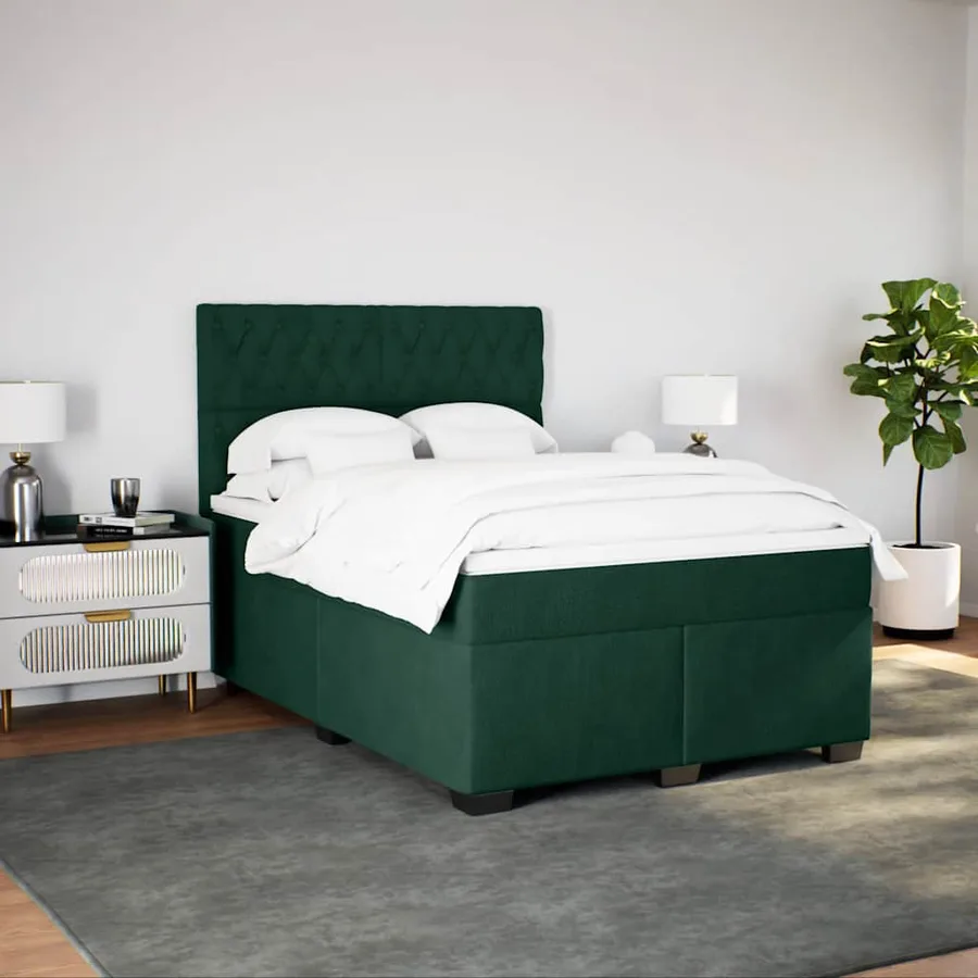 Sommier à lattes de lit et matelas Vert foncé 140x190cm Velours - 3