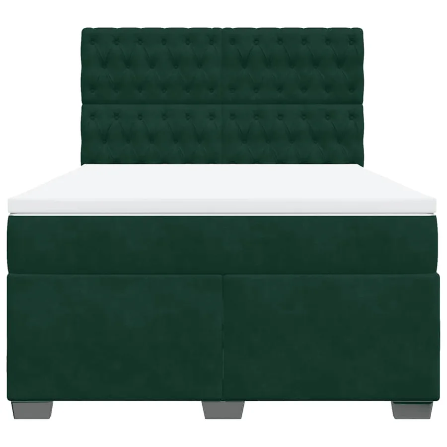 Sommier à lattes de lit et matelas Vert foncé 140x190cm Velours - 4
