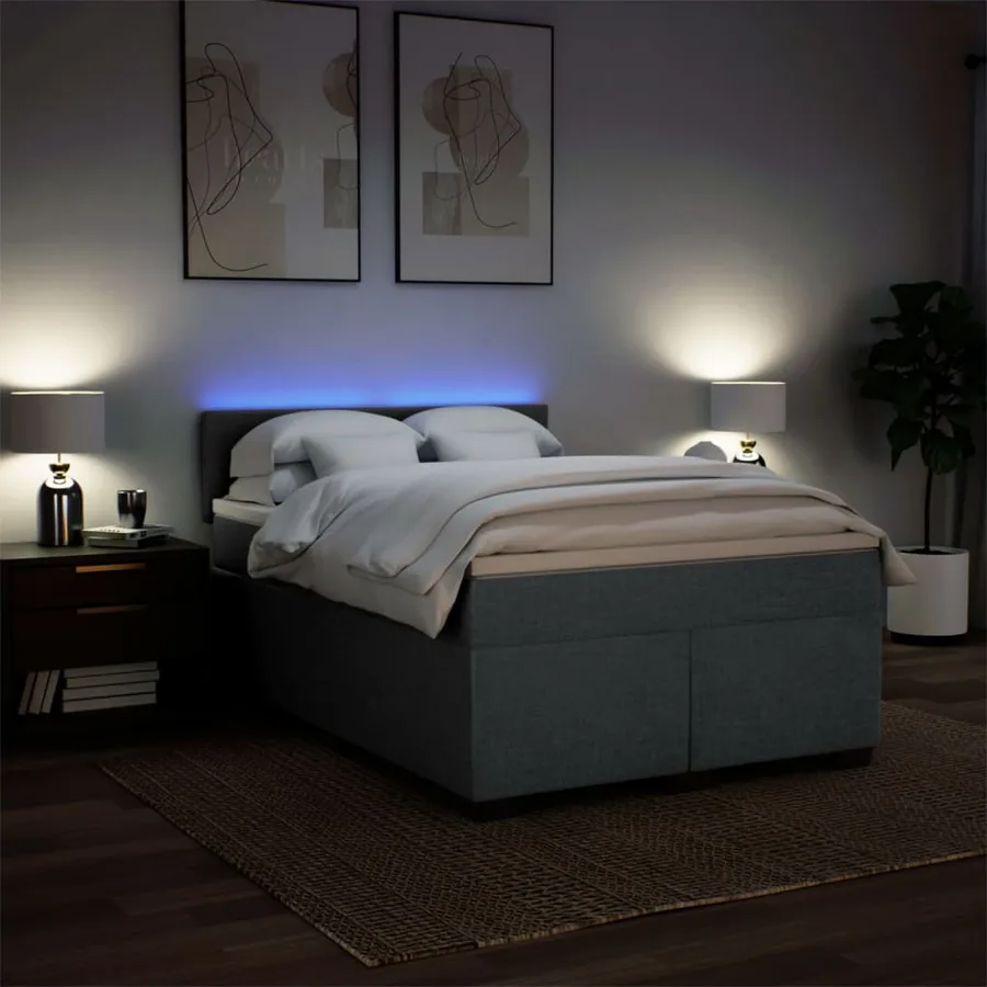 Sommier à lattes de lit avec matelas Gris foncé 160x200cm Tissu - 5