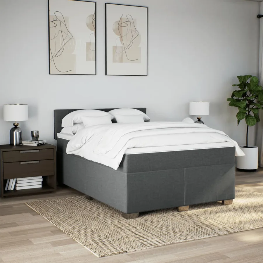 Sommier à lattes de lit avec matelas Gris foncé 160x200cm Tissu - 3