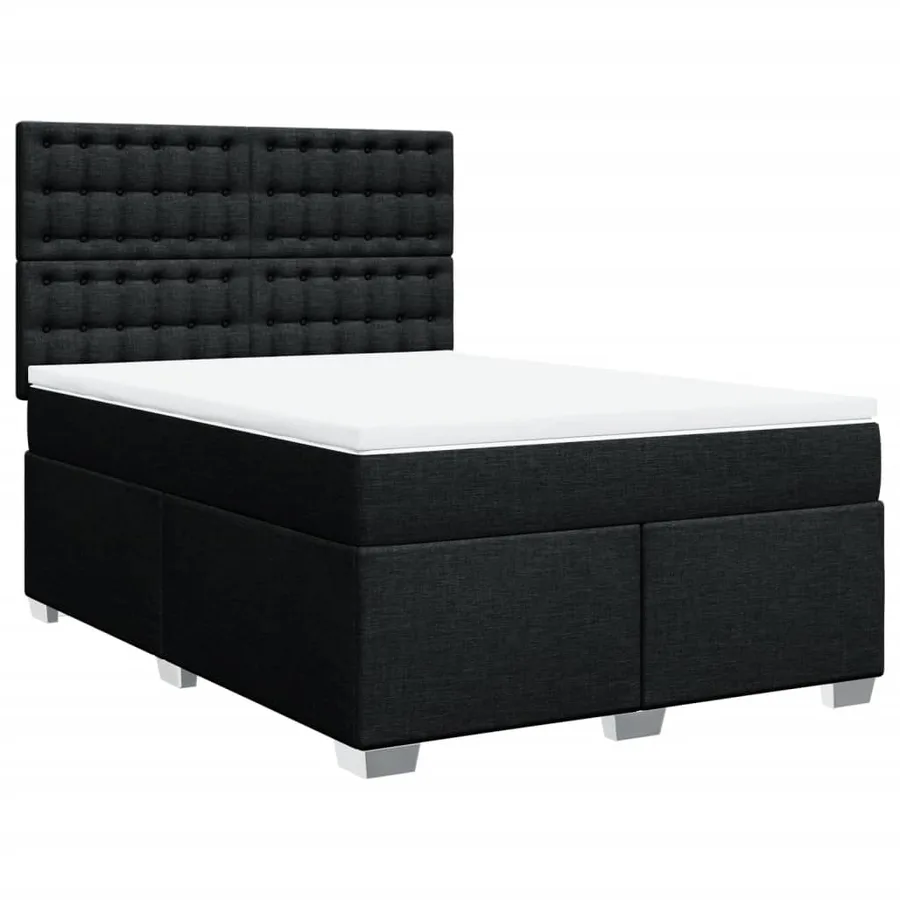 Sommier à lattes de lit avec matelas Noir 160x200 cm Tissu - 2