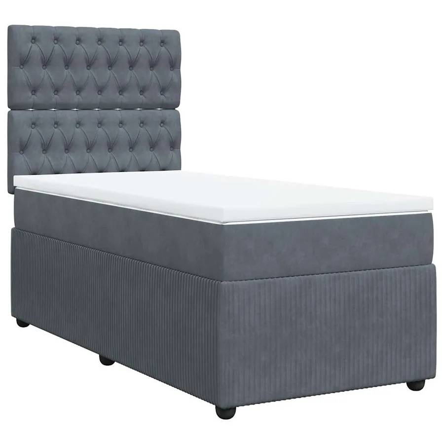 Sommier à lattes de lit et matelas Gris foncé 90x190 cm Velours - 2