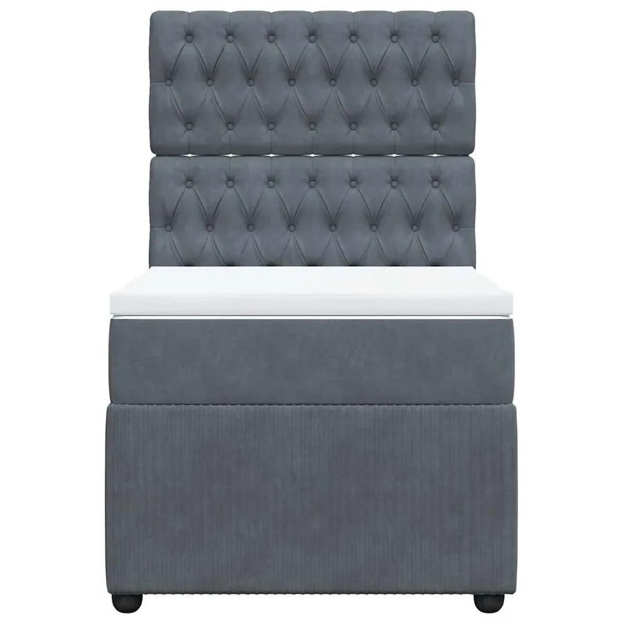 Sommier à lattes de lit et matelas Gris foncé 90x190 cm Velours - 4