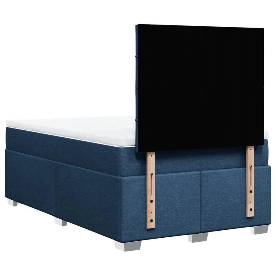 Sommier à lattes de lit avec matelas bleu 120x190 cm tissu - 10