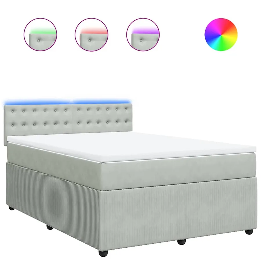 Sommier à lattes de lit et matelas Gris clair 140x190cm Velours - 2