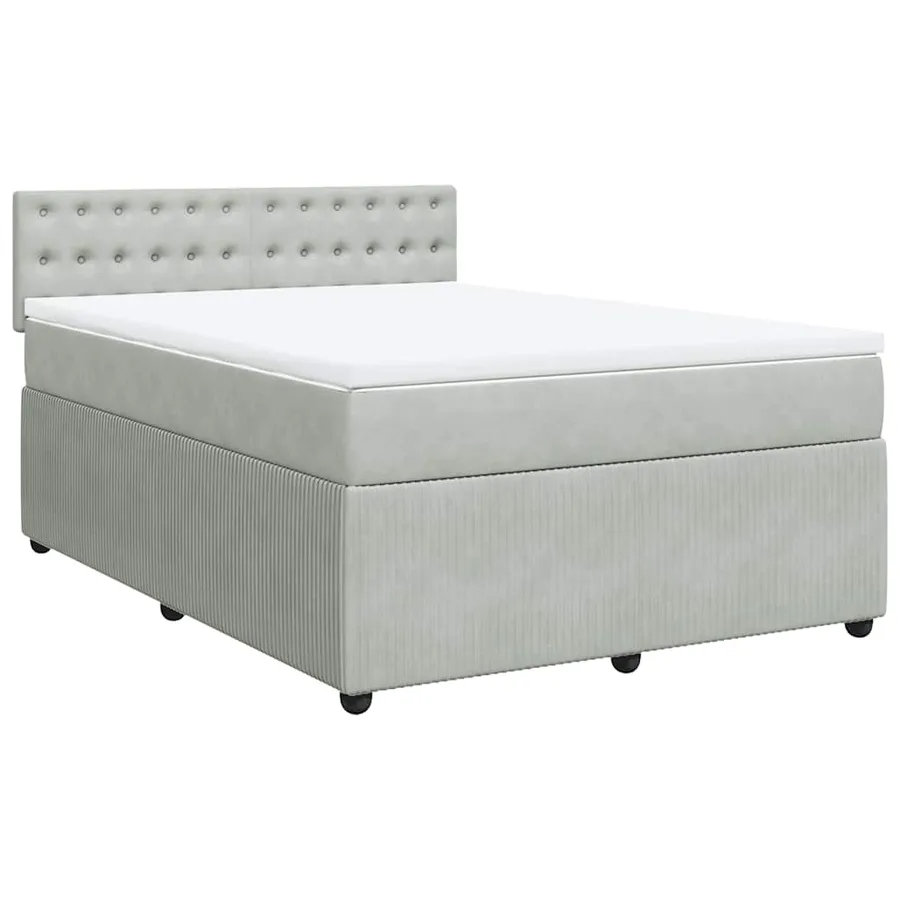 Sommier à lattes de lit et matelas Gris clair 140x190cm Velours - 3